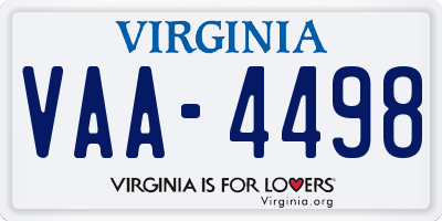 VA license plate VAA4498