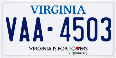 VA license plate VAA4503