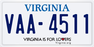 VA license plate VAA4511