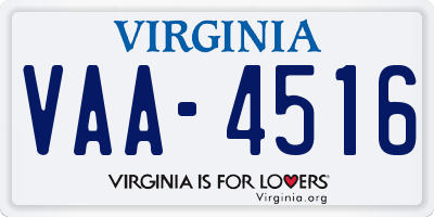 VA license plate VAA4516
