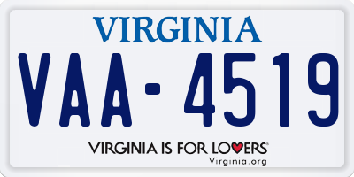 VA license plate VAA4519