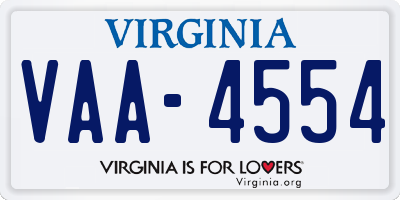 VA license plate VAA4554