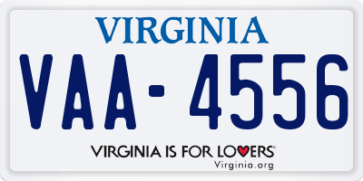 VA license plate VAA4556