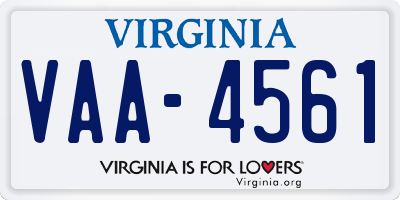 VA license plate VAA4561