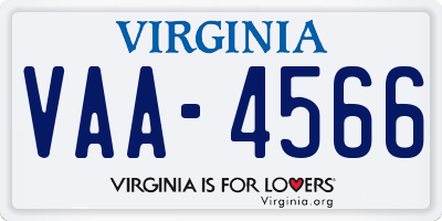 VA license plate VAA4566