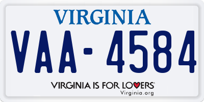 VA license plate VAA4584