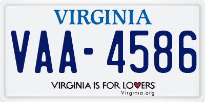 VA license plate VAA4586