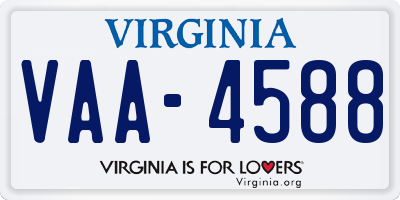 VA license plate VAA4588