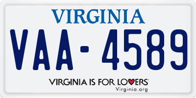 VA license plate VAA4589