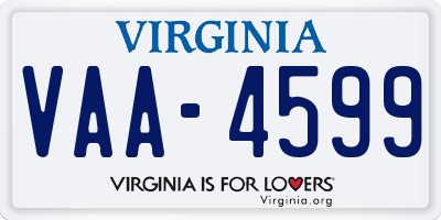 VA license plate VAA4599