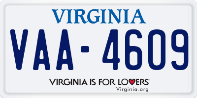 VA license plate VAA4609