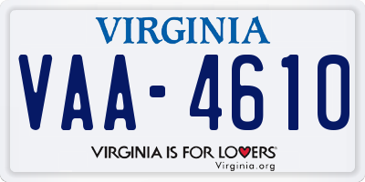 VA license plate VAA4610