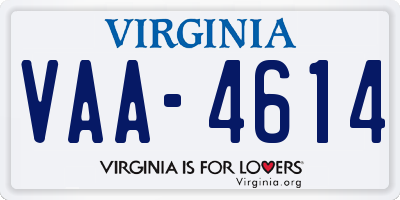 VA license plate VAA4614