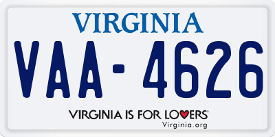 VA license plate VAA4626