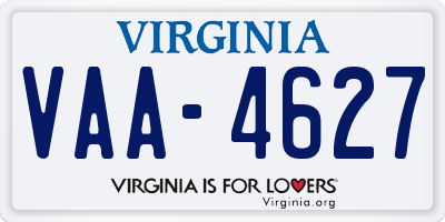 VA license plate VAA4627