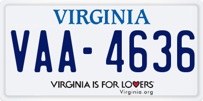 VA license plate VAA4636