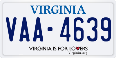 VA license plate VAA4639