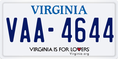 VA license plate VAA4644