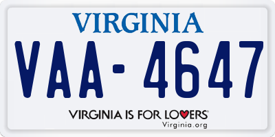VA license plate VAA4647