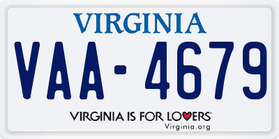 VA license plate VAA4679