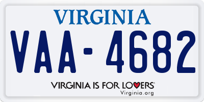 VA license plate VAA4682