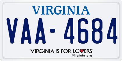VA license plate VAA4684