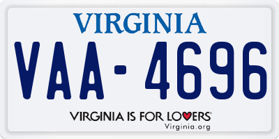 VA license plate VAA4696