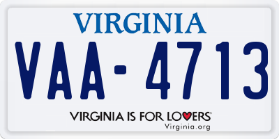 VA license plate VAA4713