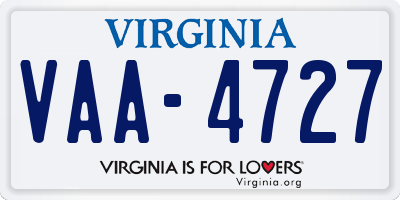 VA license plate VAA4727