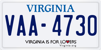 VA license plate VAA4730