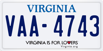 VA license plate VAA4743
