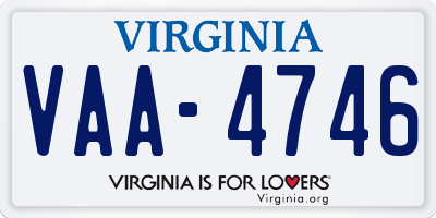 VA license plate VAA4746