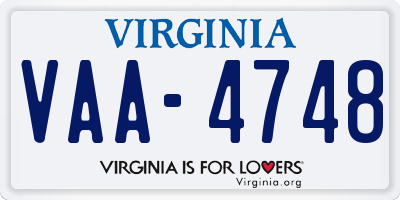 VA license plate VAA4748