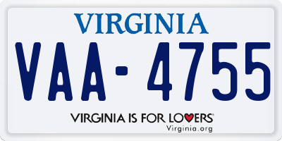VA license plate VAA4755