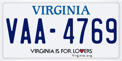 VA license plate VAA4769