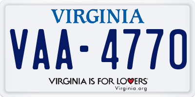 VA license plate VAA4770