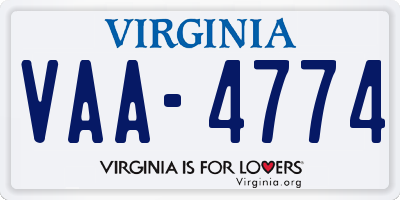 VA license plate VAA4774