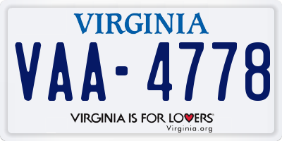 VA license plate VAA4778