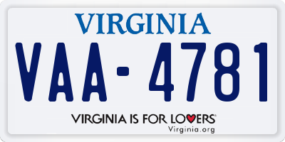 VA license plate VAA4781