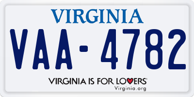 VA license plate VAA4782
