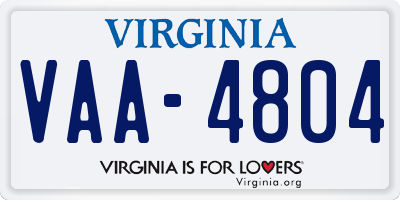 VA license plate VAA4804