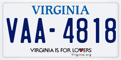 VA license plate VAA4818