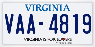 VA license plate VAA4819