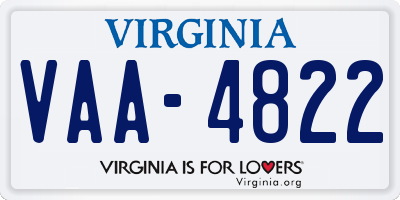 VA license plate VAA4822