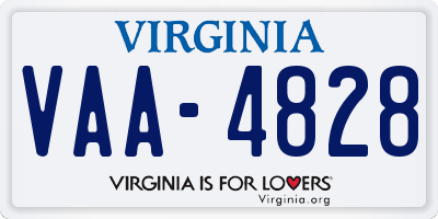 VA license plate VAA4828