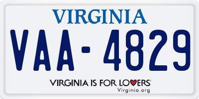 VA license plate VAA4829