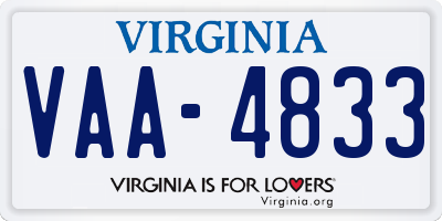 VA license plate VAA4833