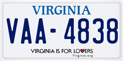 VA license plate VAA4838