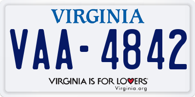VA license plate VAA4842