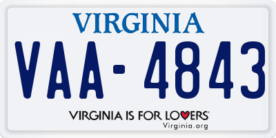 VA license plate VAA4843